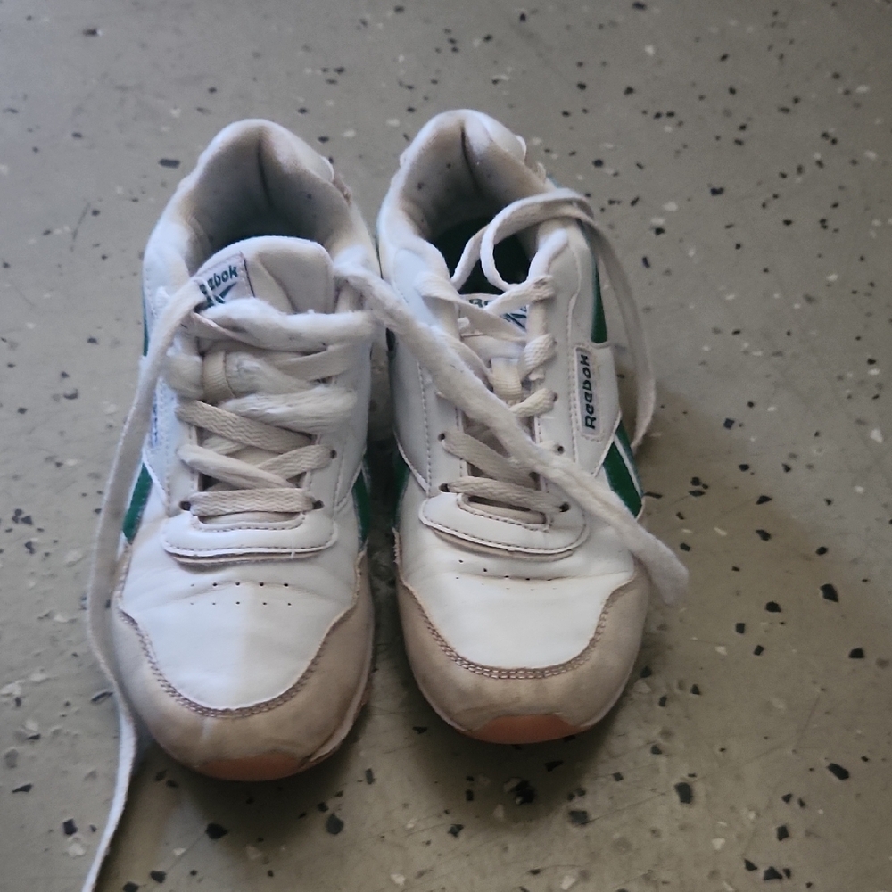 Reebok White and Green Kids Shoes